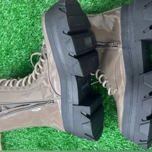 Women lace up thick soled boots